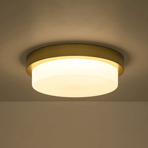 Brass Minimalist Round Opal Glass Dimmable LED Ceiling Light