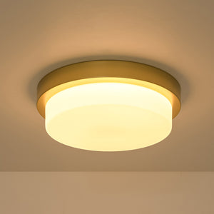 Brass Minimalist Round Opal Glass Dimmable LED Ceiling Light