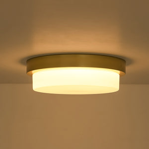 Brass Minimalist Round Opal Glass Dimmable LED Ceiling Light