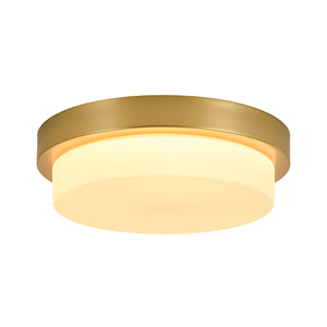 Brass Minimalist Round Opal Glass Dimmable LED Ceiling Light