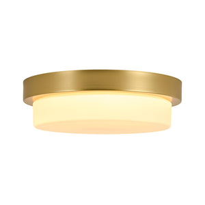Brass Minimalist Round Opal Glass Dimmable LED Ceiling Light
