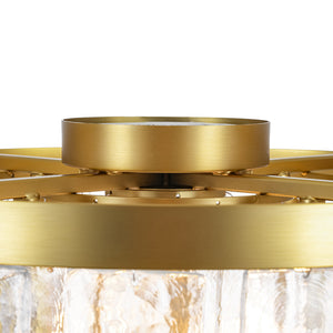 Tiered Hammered Water Glass Round Flush Mount Ceiling Light