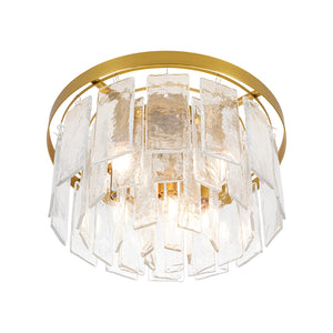 Tiered Hammered Water Glass Round Flush Mount Ceiling Light