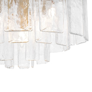 Tiered Hammered Water Glass Round Flush Mount Ceiling Light