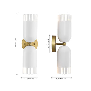 Brass White Tulip 2-Light Up Down Hourglass Vanity Wall Sconce