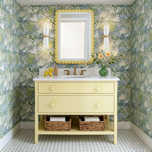 Brass White Tulip 2-Light Up Down Hourglass Vanity Wall Sconce