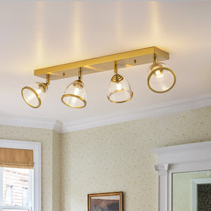 Brass Spotlight Adjustable Glass Bell Linear Semi Flush Track Light