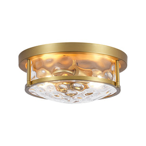 Water Hammered Glass Round Flush Mount Ceiling Light