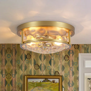 Water Hammered Glass Round Flush Mount Ceiling Light