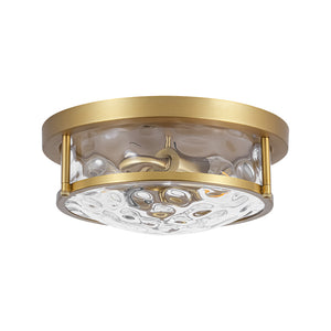 Water Hammered Glass Round Flush Mount Ceiling Light
