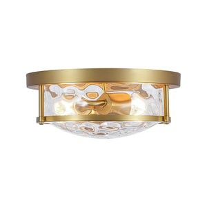 Water Hammered Glass Round Flush Mount Ceiling Light