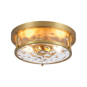 Water Hammered Glass Round Flush Mount Ceiling Light