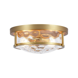 Water Hammered Glass Round Flush Mount Ceiling Light