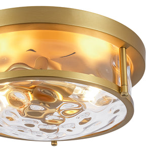 Water Hammered Glass Round Flush Mount Ceiling Light