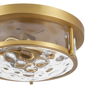 Water Hammered Glass Round Flush Mount Ceiling Light