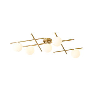 Celestial 5-Light Opal Glass Linear Sputnik Semi Flush Chandelier