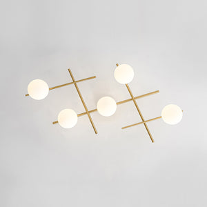 Celestial 5-Light Opal Glass Linear Sputnik Semi Flush Chandelier