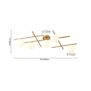 Celestial 5-Light Opal Glass Linear Sputnik Semi Flush Chandelier