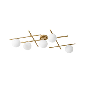 Celestial 5-Light Opal Glass Linear Sputnik Semi Flush Chandelier