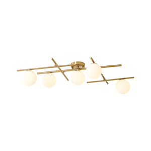Celestial 5-Light Opal Glass Linear Sputnik Semi Flush Chandelier