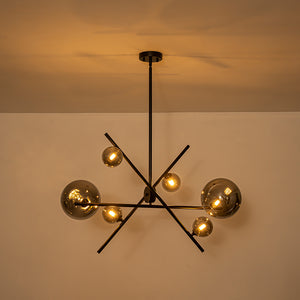 Celestial 6-Light Smoked Glass Globe Adjustable Sputnik Chandelier