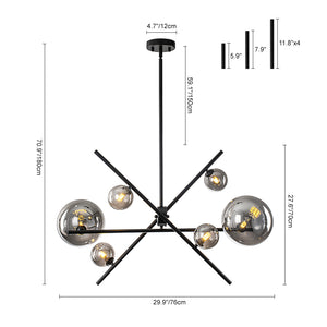 Celestial 6-Light Smoked Glass Globe Adjustable Sputnik Chandelier