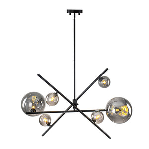 Celestial 6-Light Smoked Glass Globe Adjustable Sputnik Chandelier