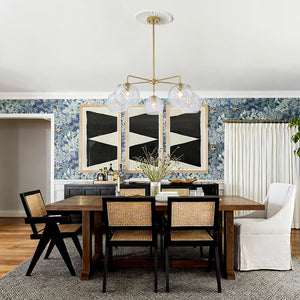 Blue Ribbed Glass Globe 5-light Round Sputnik Chandelier