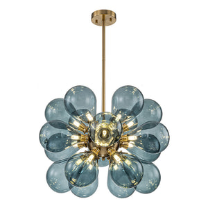 Cluster Blue Glass Bubble Chandelier