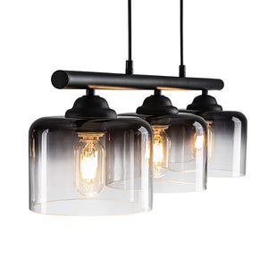 Contemporary 3-Light Gradual Smoked Glass Island Chandelier