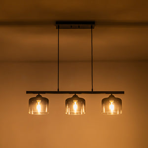 Contemporary 3-Light Gradual Smoked Glass Island Chandelier