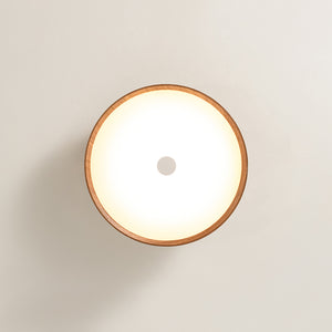 Farmhouse Wood Grain Dimmable LED Round Flush Mount Light