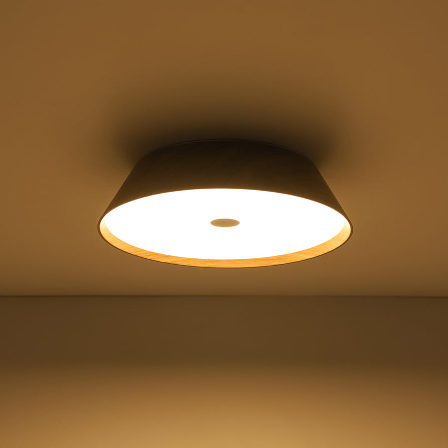 Farmhouse Wood Grain Dimmable LED Round Flush Mount Light