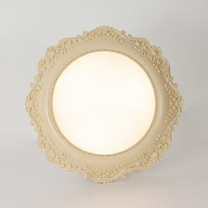 Decorative French Ivory Embossed LED Flush Mount Light