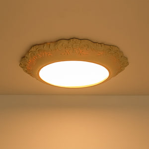 Decorative French Ivory Embossed LED Flush Mount Light
