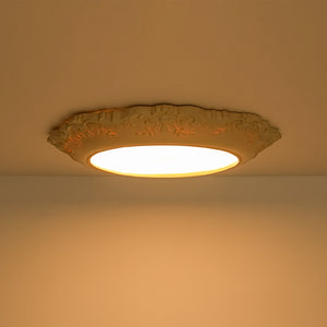 Decorative French Ivory Embossed LED Flush Mount Light