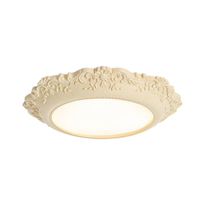 Decorative French Ivory Embossed LED Flush Mount Light