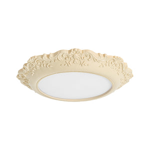 Decorative French Ivory Embossed LED Flush Mount Light