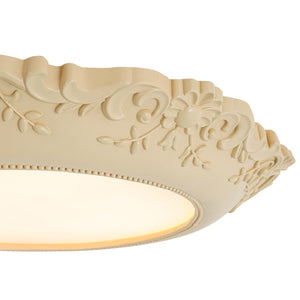 Decorative French Ivory Embossed LED Flush Mount Light