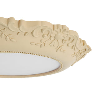 Decorative French Ivory Embossed LED Flush Mount Light