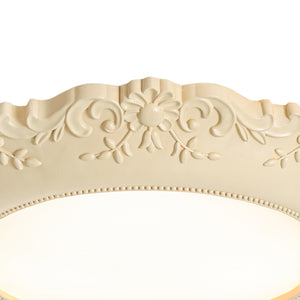 Decorative French Ivory Embossed LED Flush Mount Light