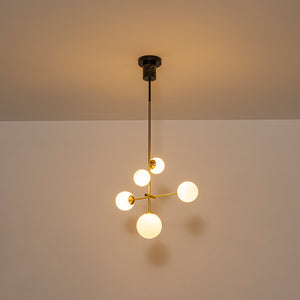 Designer 5-Light Tiered Opal Glass Globe Sputnik Chandelier