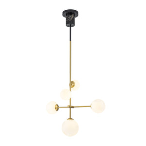 Designer 5-Light Tiered Opal Glass Globe Sputnik Chandelier