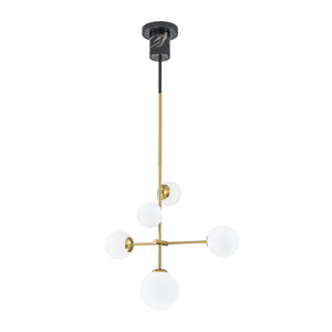 Designer 5-Light Tiered Opal Glass Globe Sputnik Chandelier