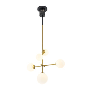 Designer 5-Light Tiered Opal Glass Globe Sputnik Chandelier