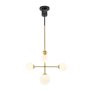 Designer 5-Light Tiered Opal Glass Globe Sputnik Chandelier