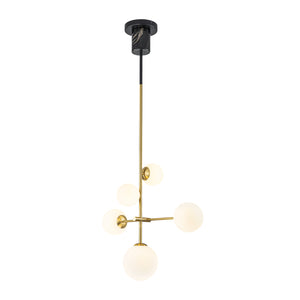 Designer 5-Light Tiered Opal Glass Globe Sputnik Chandelier