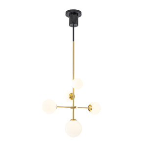 Designer 5-Light Tiered Opal Glass Globe Sputnik Chandelier