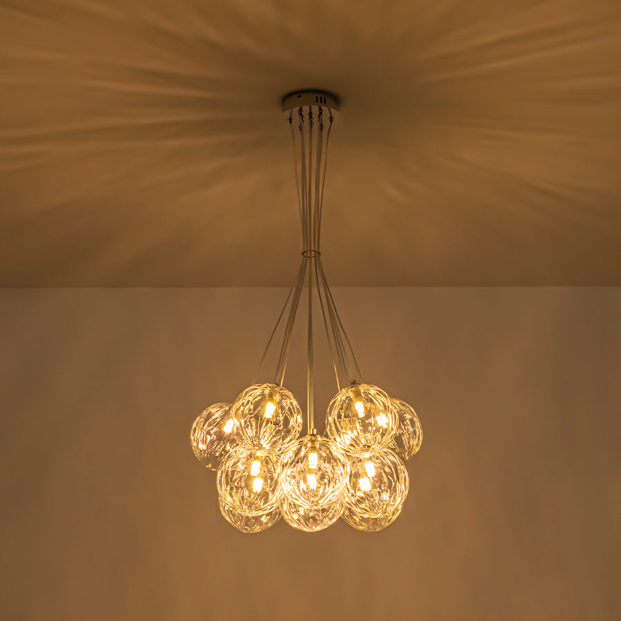 Dimmable Cluster Sculpture Texture Glass Globe Bubble Chandelier