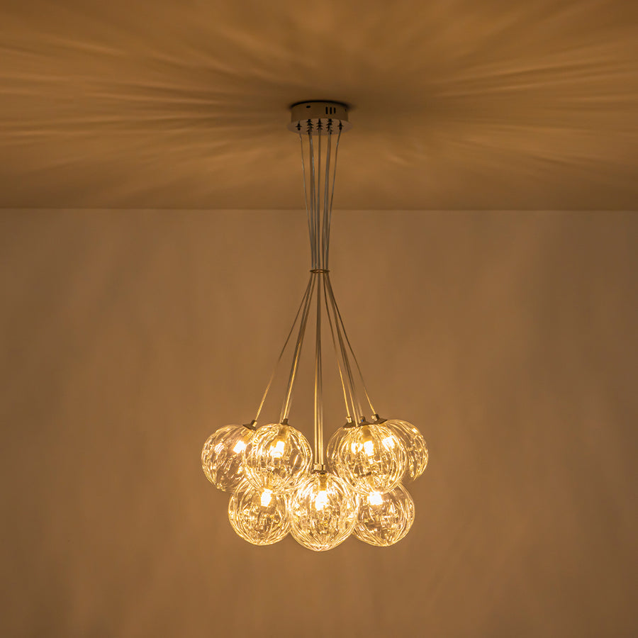 Dimmable Cluster Sculpture Texture Glass Globe Bubble Chandelier